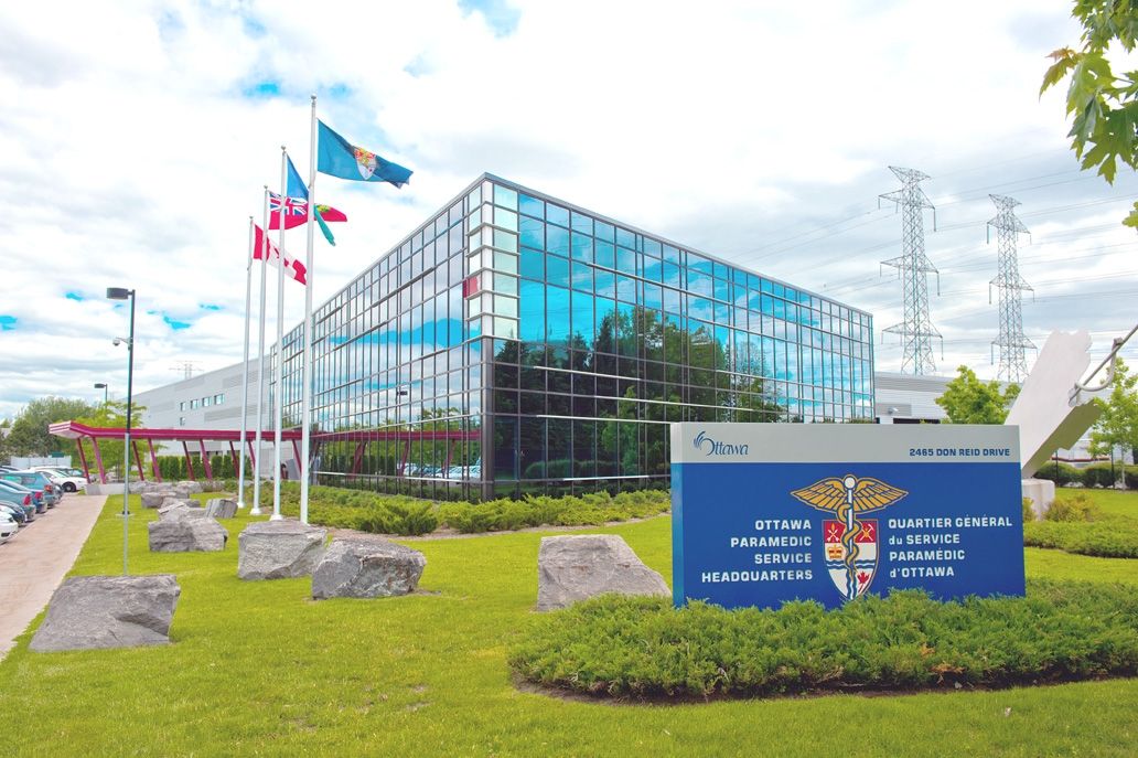 Exterior view of the 100,000 square foot state-of-the-art paramedic facility.